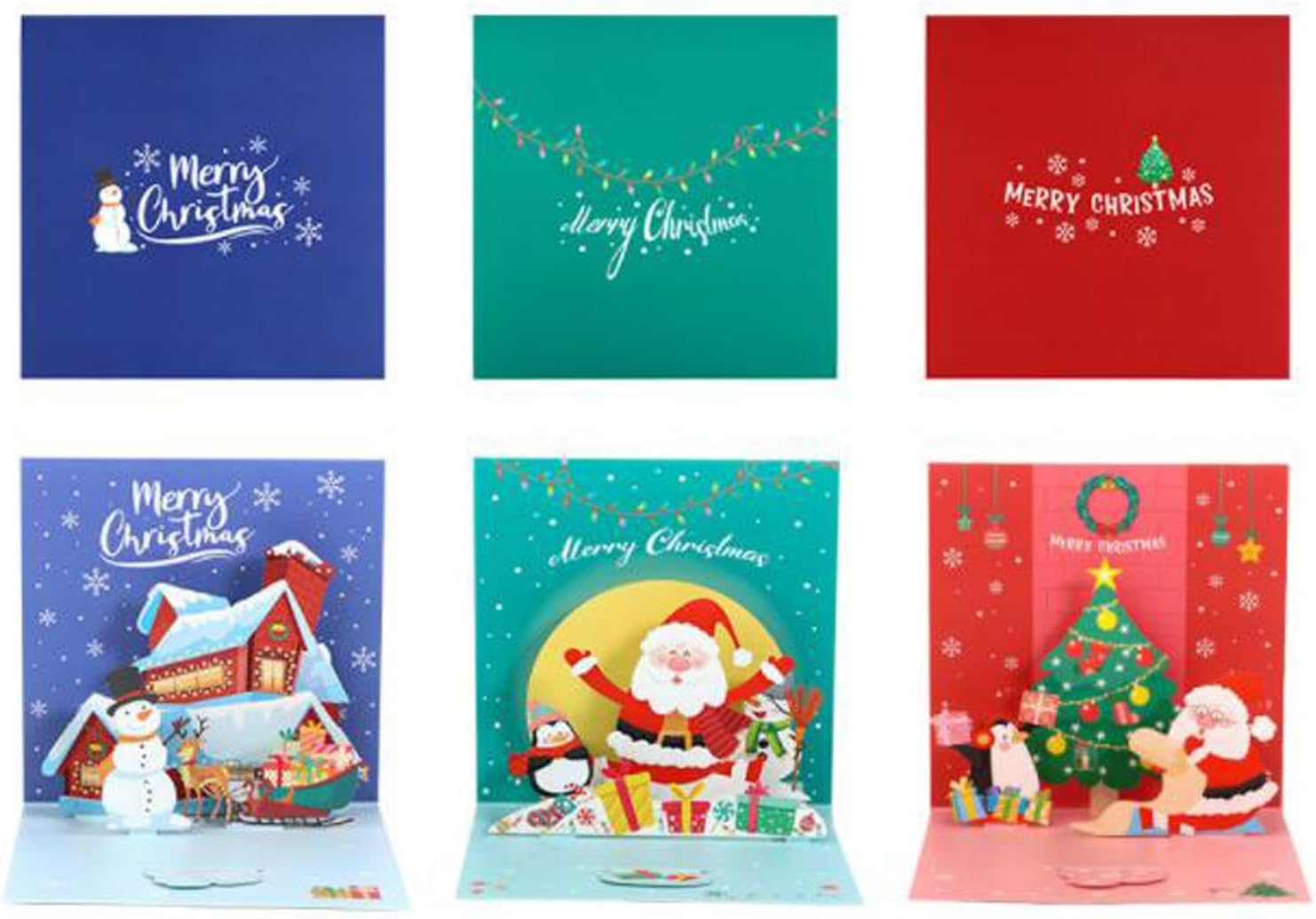 3D Christmas Cards With Envelope In Set - 3 X Elegant Pop Up Cards