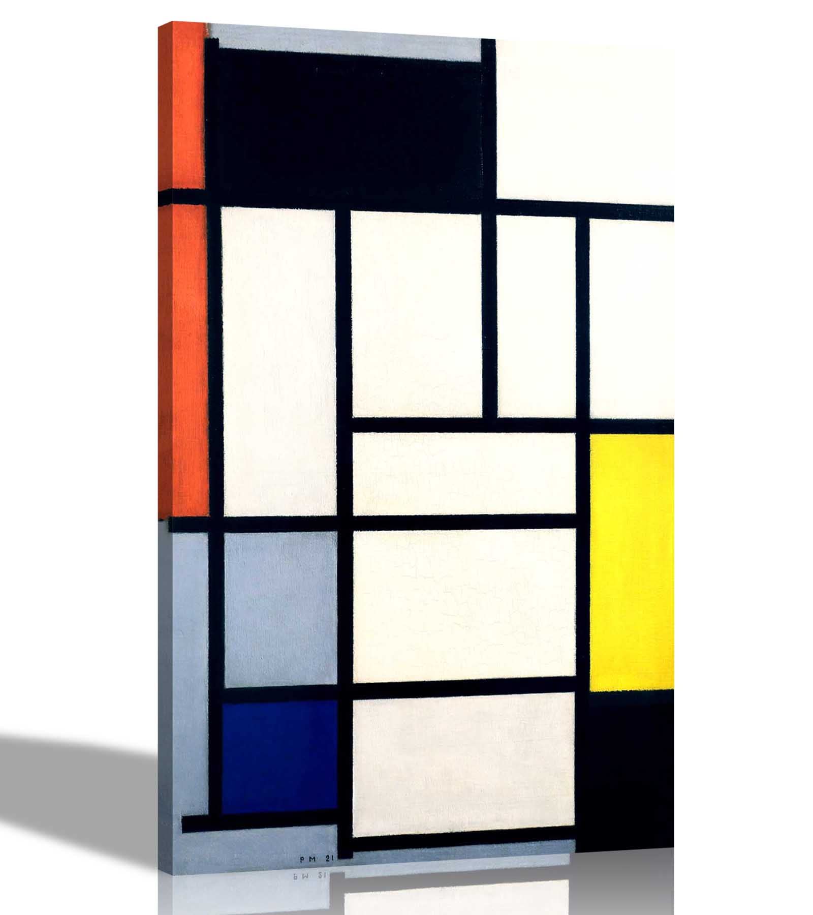 Artley Prints Comp Red Black Yellow Blue Grey Composition Red Black Yellow Blue And Grey By Piet Mondrian Canvas Pictures Framed Prints Wall Art Framed Hanging Artwork 76 X 101Cm (30 X 40 Inches)