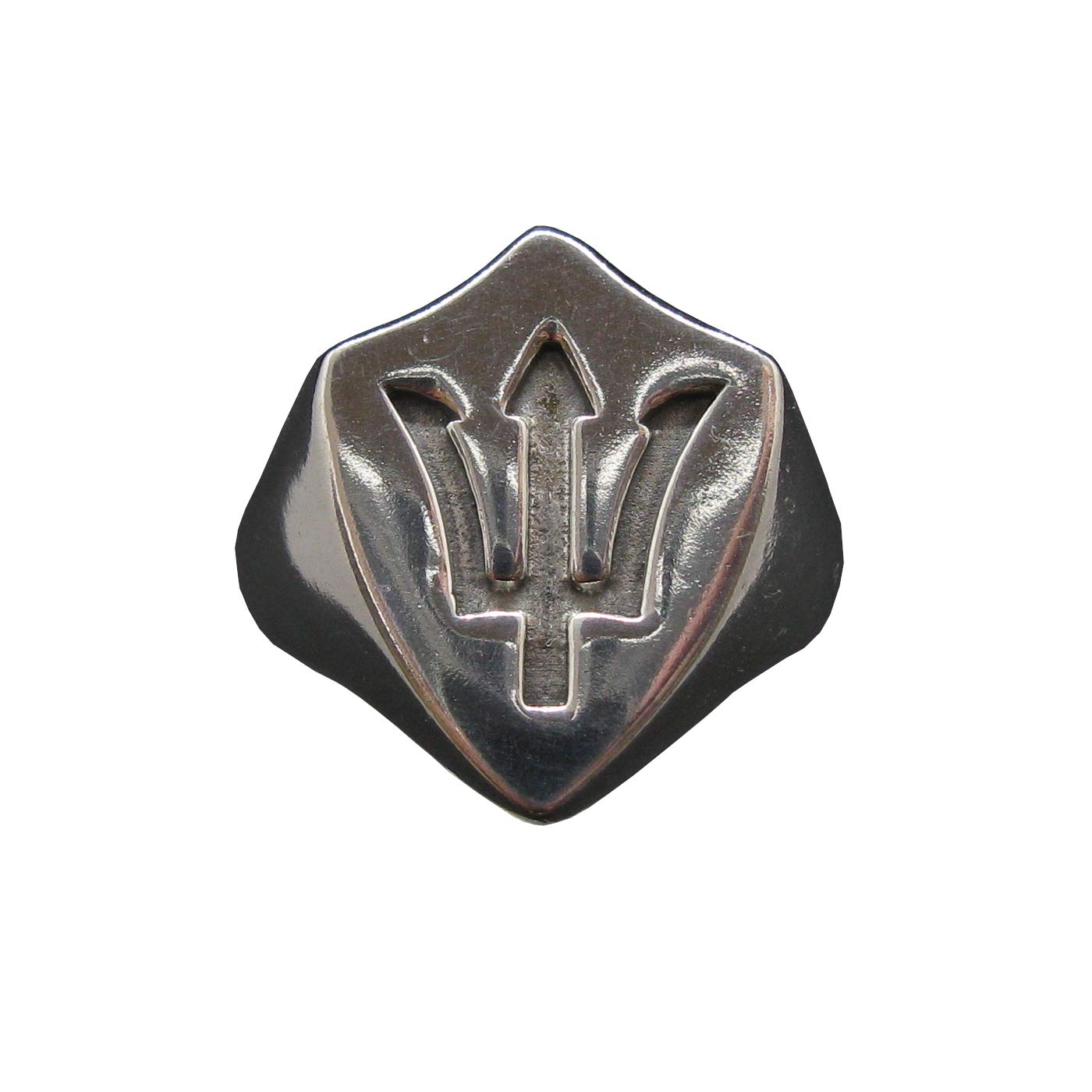 Bague en Argent Sterling Symbole de Poseidon Trident Solide Poinçonné 925