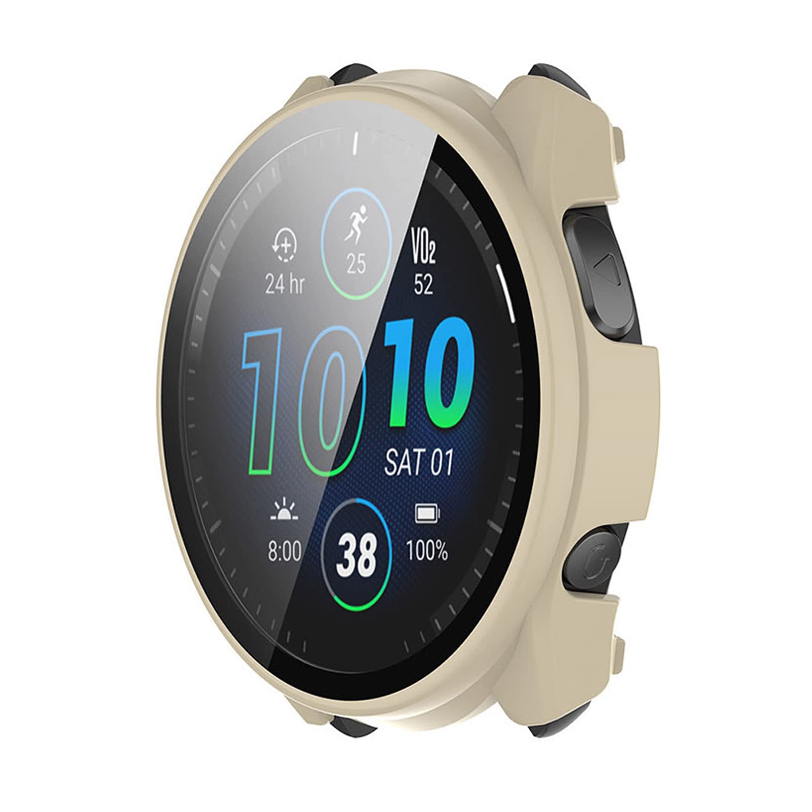 Custodia Garmin Forerunner 965 – Morbida TPU Anti-goccia, Trasparente Con 2 Pellicole Protettive, Cover Sottile Bianco Avorio - 3