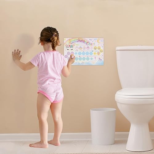 Miniatura 7 de WERNNSAI Tabla de entrenamiento para ir al baño  Tabla de recompensas de entrenamiento de unicornio con 270 calcomanías de entrenamiento para ir al