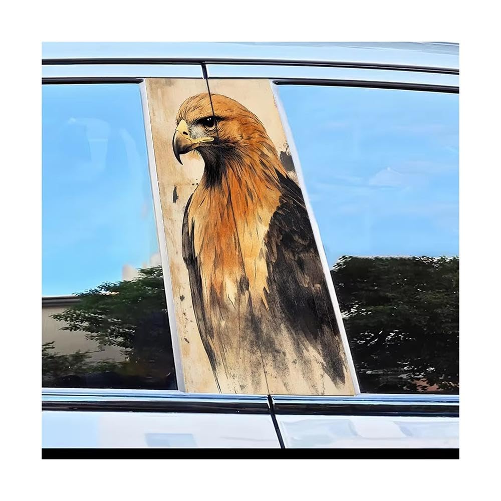 Bertdcx One Color Car Pillar Decals Waterproof Stickers Eagle Pattern Scratch Resistant Film Auto Parts