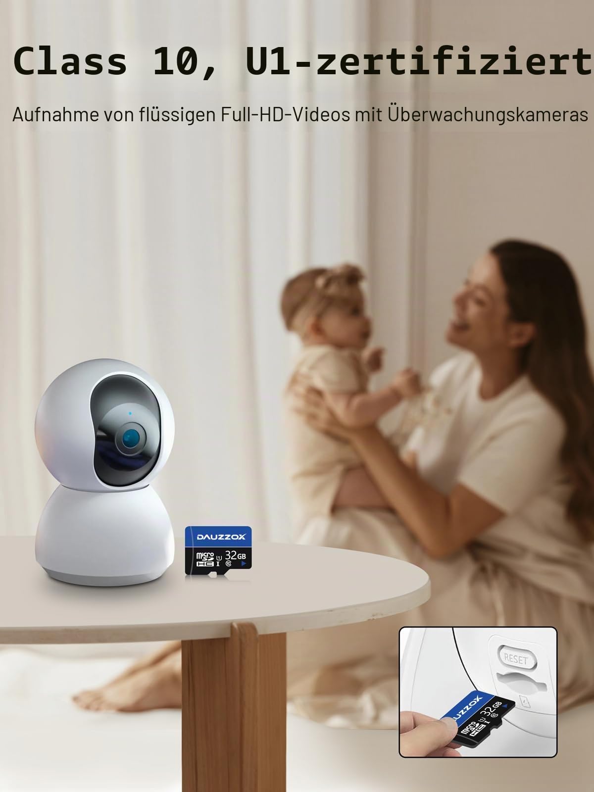 2er-Pack 32 GB Micro SD Karte, DAUZZOX MicroSDHC U1 C10 UHS-I TF Karte, Bis zu 80 MB/s, Speicherkarte Micro SD für Smartphone, Kamera, Überwachungsgeräte, Dash Cam, mit 2 Adapters