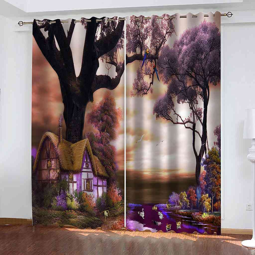 Rideau occultant violet 300x270 cm lot de 2 isolant thermique et phonique