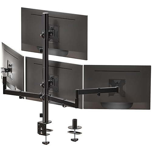 *Shipping + Tax Included* Monitor Mount for 4 Screens, Fully Adjustable 4 Monitor Stand