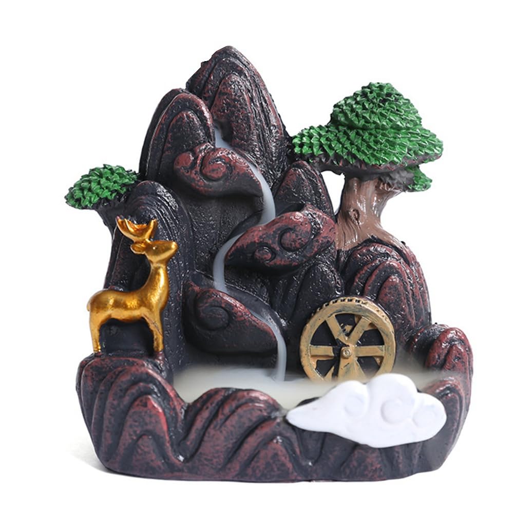 CTRLZS High Mountain Flowing Waterfall Backflow Incense Burner Home Fragrance Diffuser Incense Burner Decoration,B