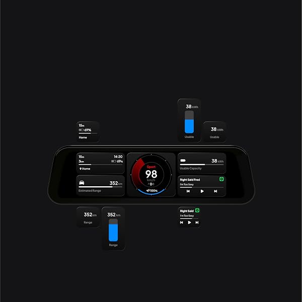 S3XY Dash für Tesla - 9,6" QLED Touchscreen, Anti-Reflex-Beschichtung (Head-up-Display, CarPlay, Android Auto) (Standalone (Without Commander), All Models) - 4
