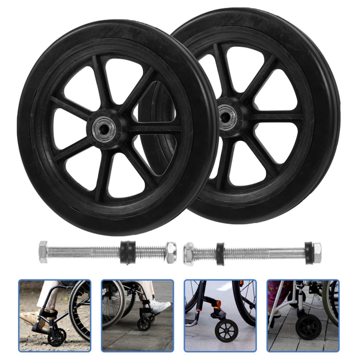 VILLCASE 2 Pares Ruedas Delanteras para Andador y Silla de Ruedas Antideslizantes de Material Resistente Reemplazo para Carritos de Compras Unidades