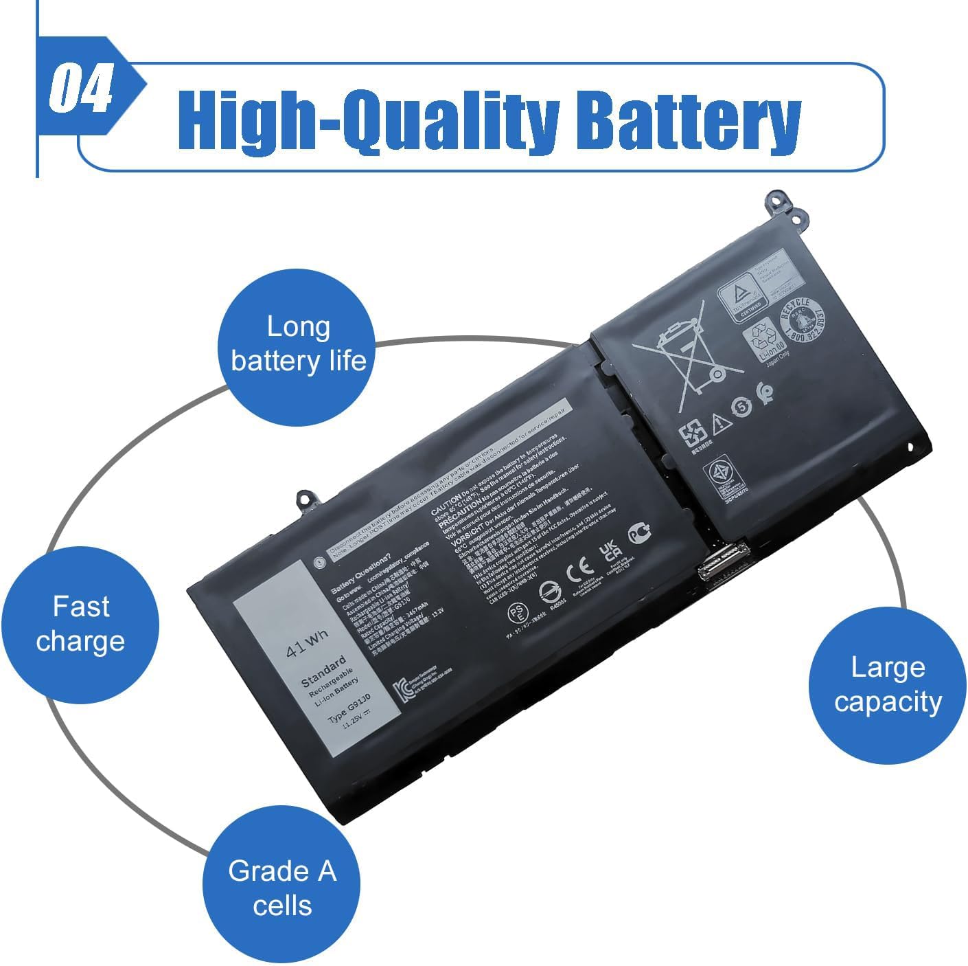 41Wh G91J0 Laptop Battery Compatible with Dell Latitude 3320 3330 3420 3520 Inspiron 3510 3511 3515 3520 3525 3530 5410 5415 5418 5420 5430 14 Plus 7420 2-in-1 Vostro 5620 5625 Series 11.25V 3467mAh