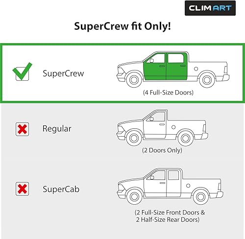 Miniatura 3 de CLIM ART Protectores de lluvia increíblemente duraderos en el canal compatibles con F150 SuperCrew 2021-2026, deflectores de ventana originales,