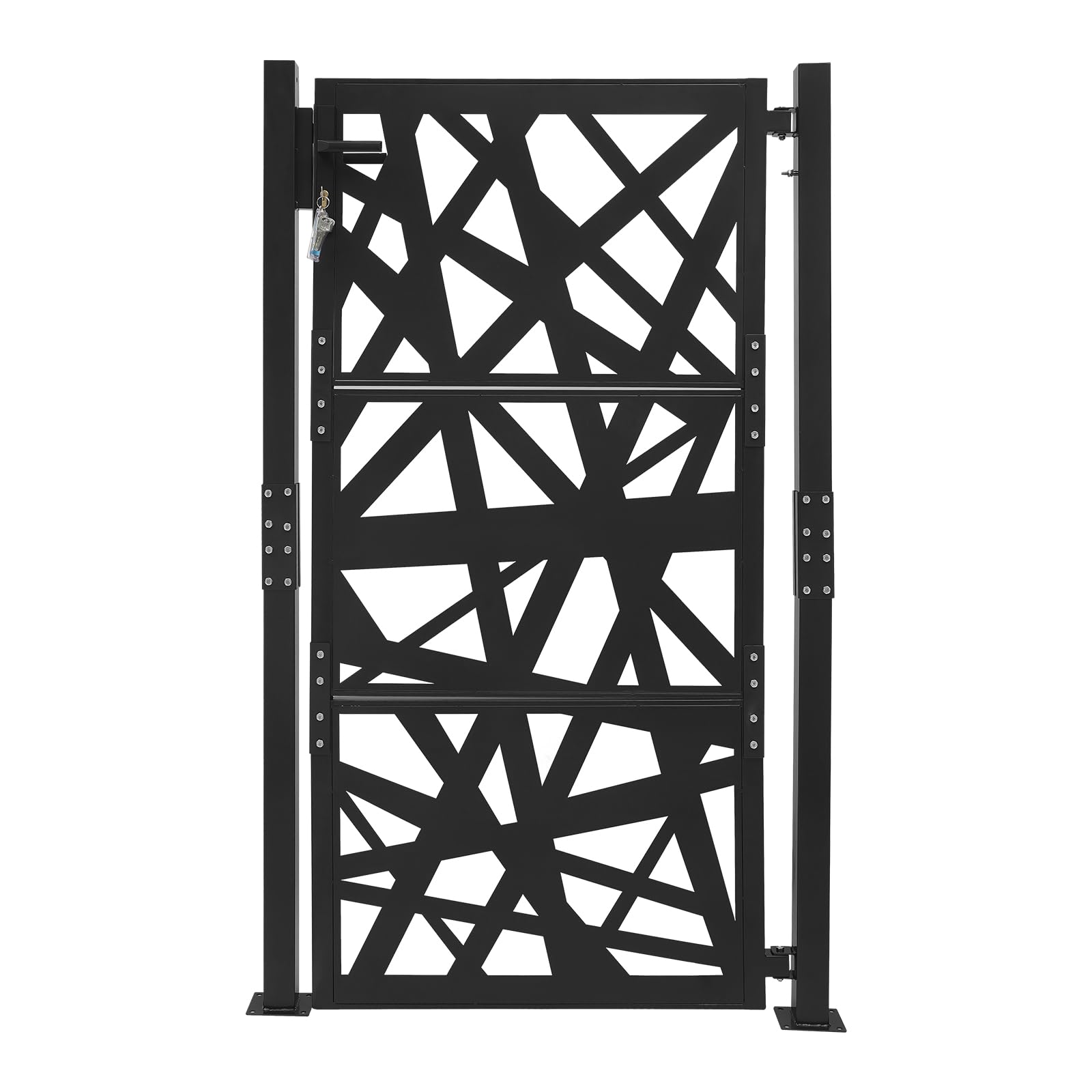 105 x 175 cm, cancello da giardino in metallo, con serratura, in acciaio, per giardino, terrazza, cancello esterno, cancello di sicurezza, cancello d'ingresso, recinzione da giardino (nero)