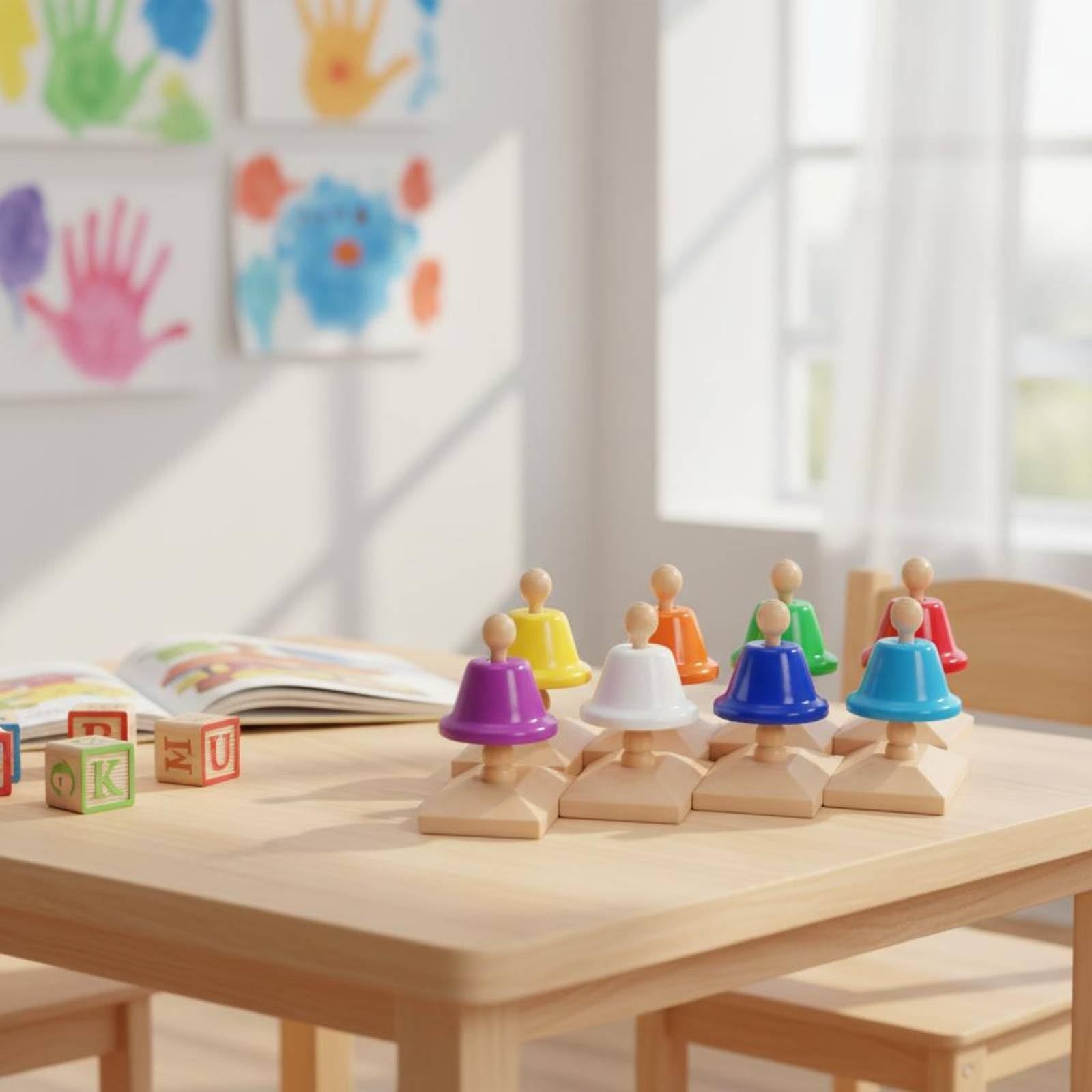 Campana Educativa Infantil Campanas Mano Instrumento Musical Juguete Aprendizaje Madera Metal Práctica Percepción Juego Interactivo Adecuada para Niños Aula Música
