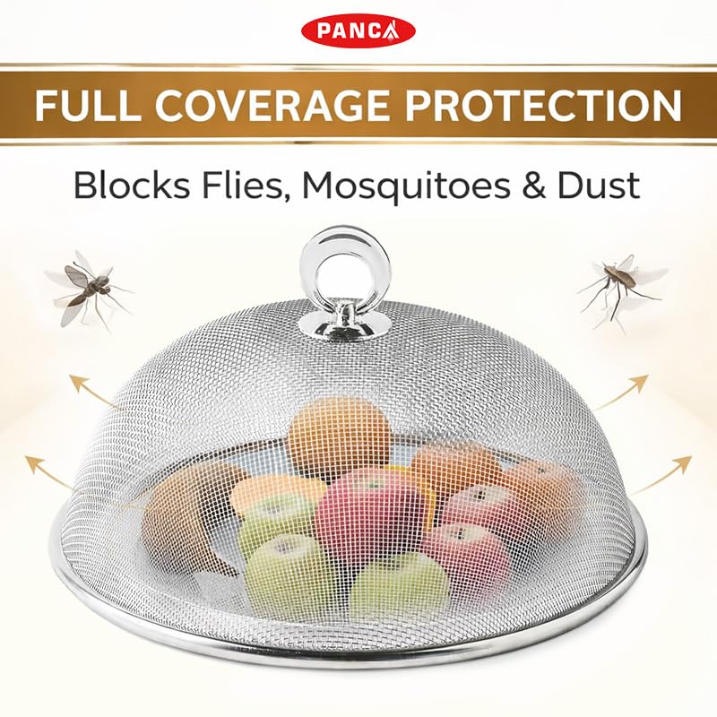 PANCA Metal Mesh Food Cover Dome 28 cm | Fly & Mosquito Proof Plate Serving Cover | Kitchen Accessories | Reusable Net Jali with Fine Steel Mesh | Picnic, Outdoor Dining & Home Use 1