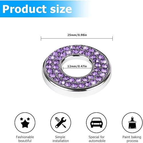 Miniatura 2 de 4 calcomanías brillantes para cerraduras de puerta de automóvil, diamantes de imitación, decoración de pernos de barra de jalar, calcomanías de