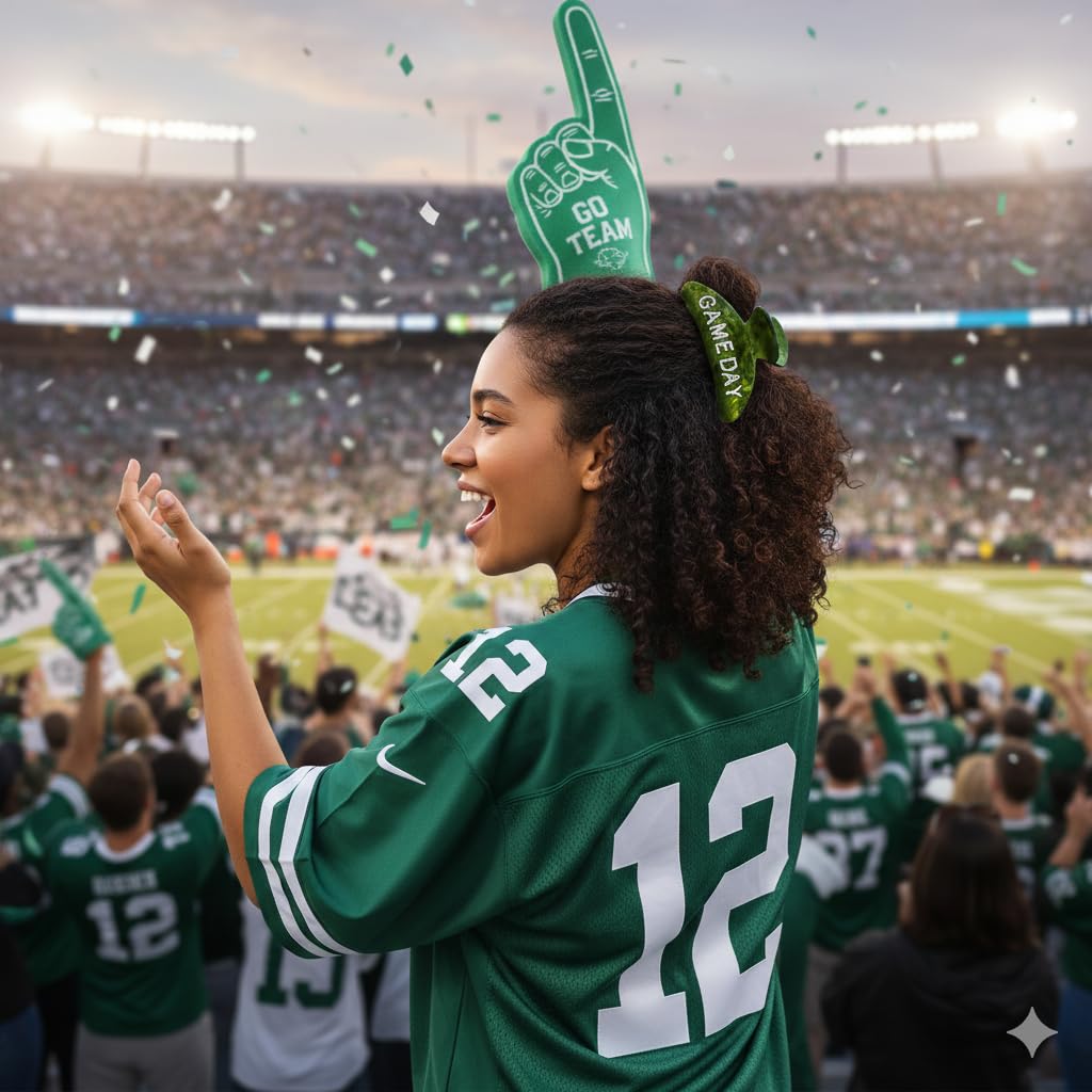 LILIE&WHITE Game Day Hair Clips for Women Trendy Green White Football Team Hair Claw Clips Chic Sport Football Mom Accessories - Image 3