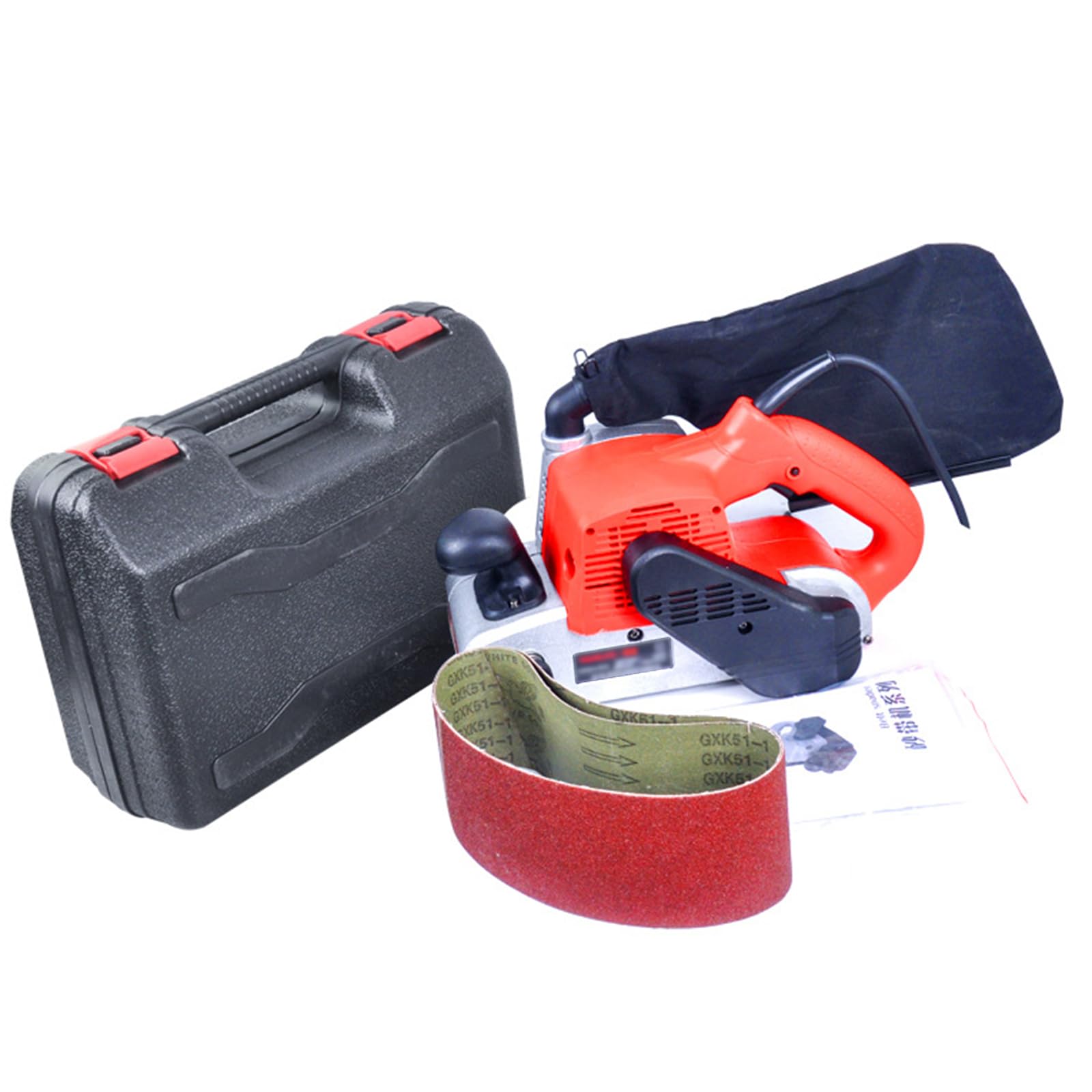 Lijadora De Metal, Lijadora De Banda Eléctrica, con Interruptor De Autobloqueo, Bolsa para Polvo Y 2 Bandas De Lijado, Herramienta para Lijar, Alisar, Pulir, Barnizar Imperfecciones