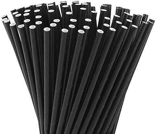 Pajitas de papel negro - 7.75" biodegradables y compostables (250)