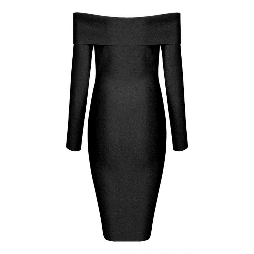 Vestido Ajustado para Mujer del Hombro Manga Larga Noche Fiesta Corto Mini Vestidos