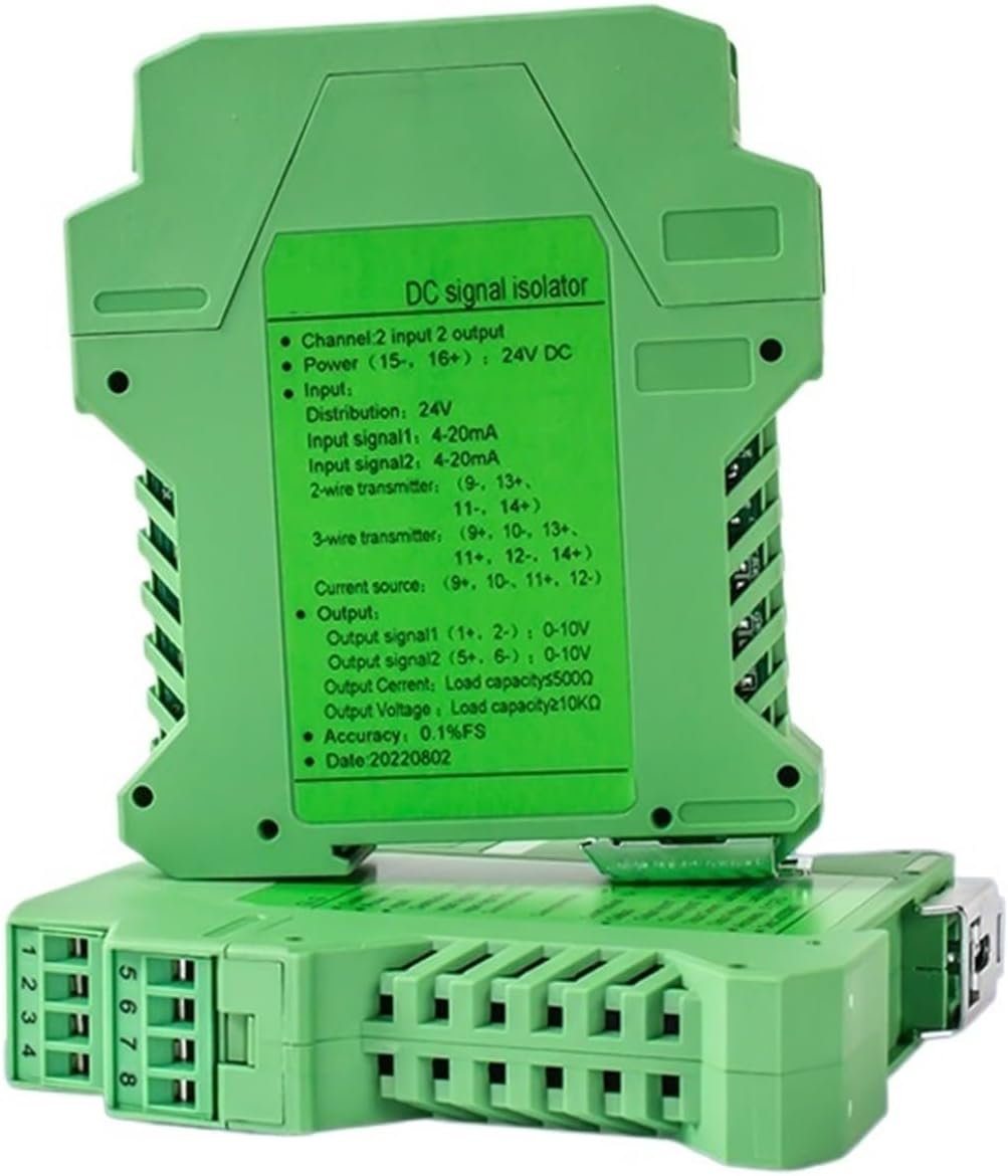 4-20mA DC Signal Isolator PLC Signal Amplifier 1 in 1 Out DC24V Power Supply Analog Signal Converter(4-20MA Output_0-20MA Input_AC DC220V)