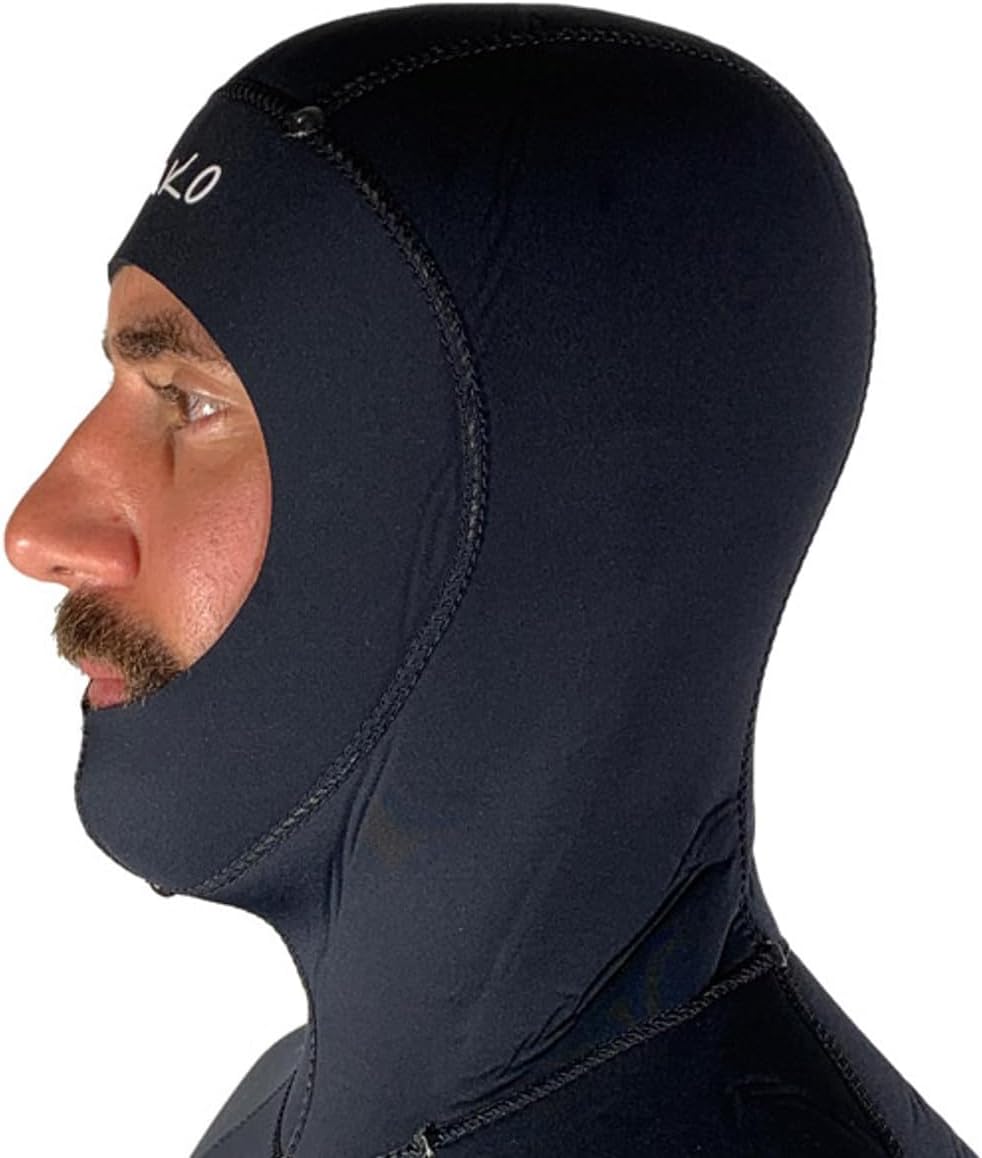 MAKO Spearguns Men’s Yamamoto Black 2-Piece Open Cell Wetsuit – 100% Genuine Yamamoto Neoprene, Super Stretch Nylon, Selectable Bottoms, Hooded Jacket, 3/5/7mm Thickness