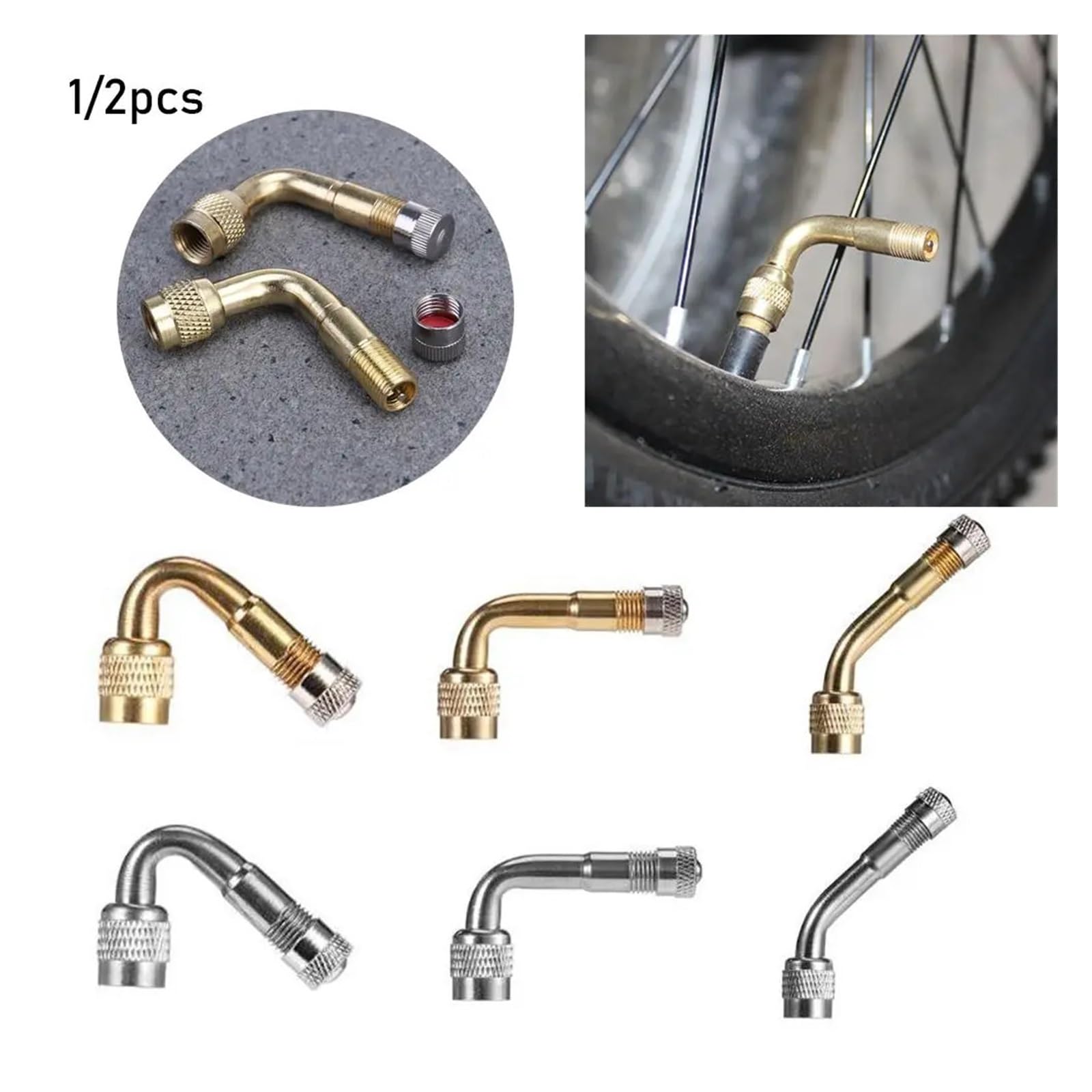 Ventilverlängerung 1 Stück 45/90/135 Grad Messing-Reifenventil-Verlängerungsadapter mit Winkel for Autos, LKWs, Motorräder und Fahrräder(Gold 1pc-45)