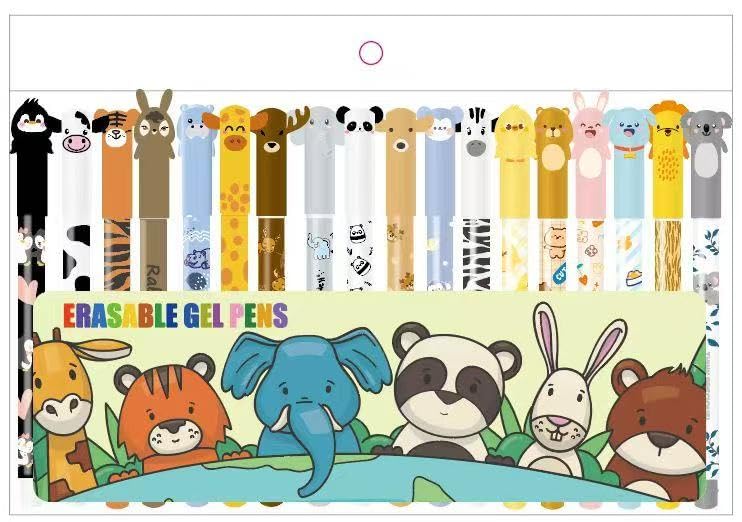 wokdsbl Animal Erasable Pens Set for Boys and Girls 18 Cute Gel Pens with Eraser Tip, 0.5mm Smooth Writing Christmas Pens for School, Office and Gift Use - Image 4