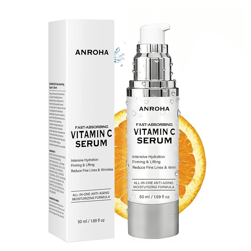 Sérum facial com vitamina C Anroha, niacinamida e ácido hialurônico, sem fragrância, 50 mL
