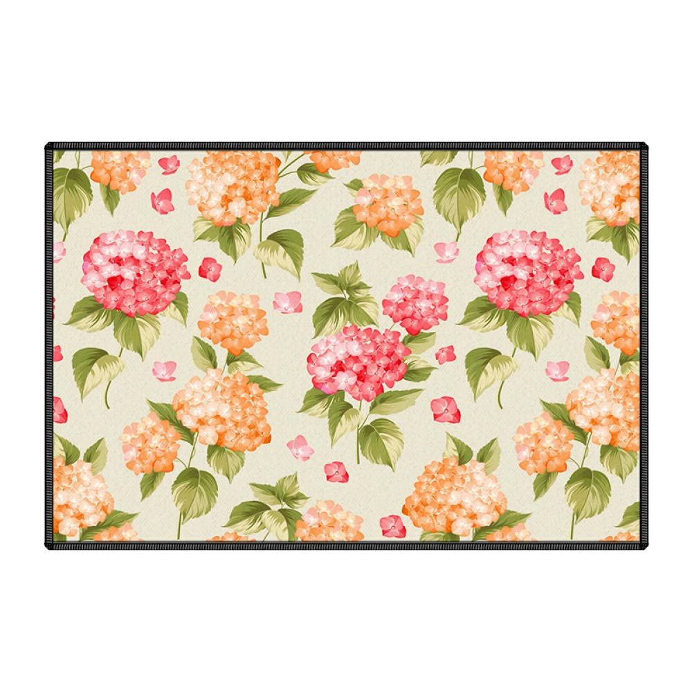 chodnik kuchenny, antypoślizgowy, miękki dywanik kuchenny, mata kuchenna, zestaw dywaników nadaje się do prania w pralce, czerwone i żółte kwiaty, 50 x 80 cm + 50 x 160 cm
