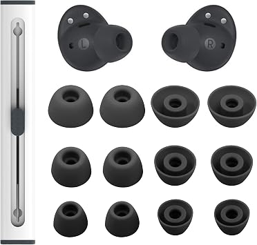 6 Pairs Replacement Silicone Eartips for Samsung Galaxy Buds 2 Pro Headphones, S/M/L 3 Size Ear Tips Buds Wing Tips Fit in Case Compatible with Galaxy Buds 2 Pro Graphite