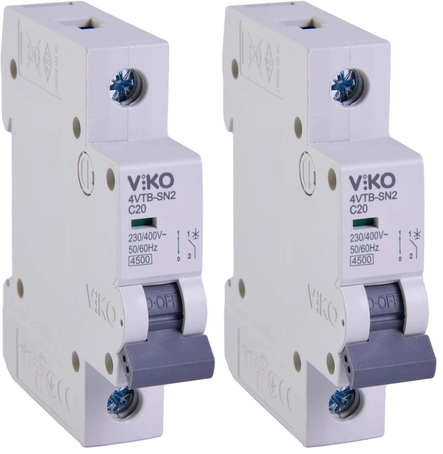 Viko 4VTB-1C20 Otomatik Sigorta 4,5kA C Tipi 1 Kutup 20A (2 paketi)
