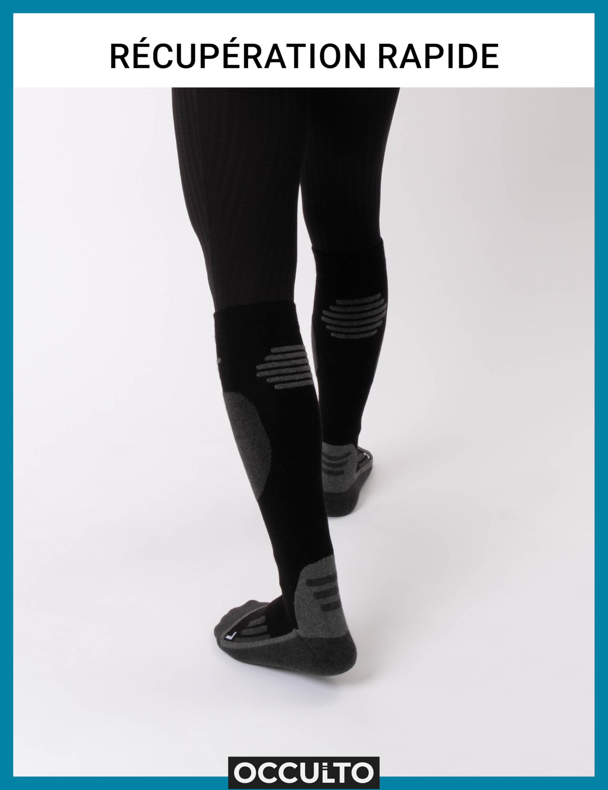 Occulto Chaussettes de Ski Laine Merinos Homme & Femme lot de 2 (modèle: Toni)