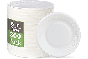 Vplus Compostable Cup Plates, 100% Biodegradable Disposable Paper Plates