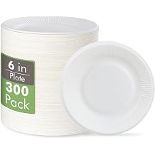 Vplus 100% Compostable Small Paper Plates, 300 Pack 6 Inch Disposable Paper Plates, Uncoated Biodegradable, Made of Sugar Cane Fibers, Perfect for Sandwich, Cake, and Snack