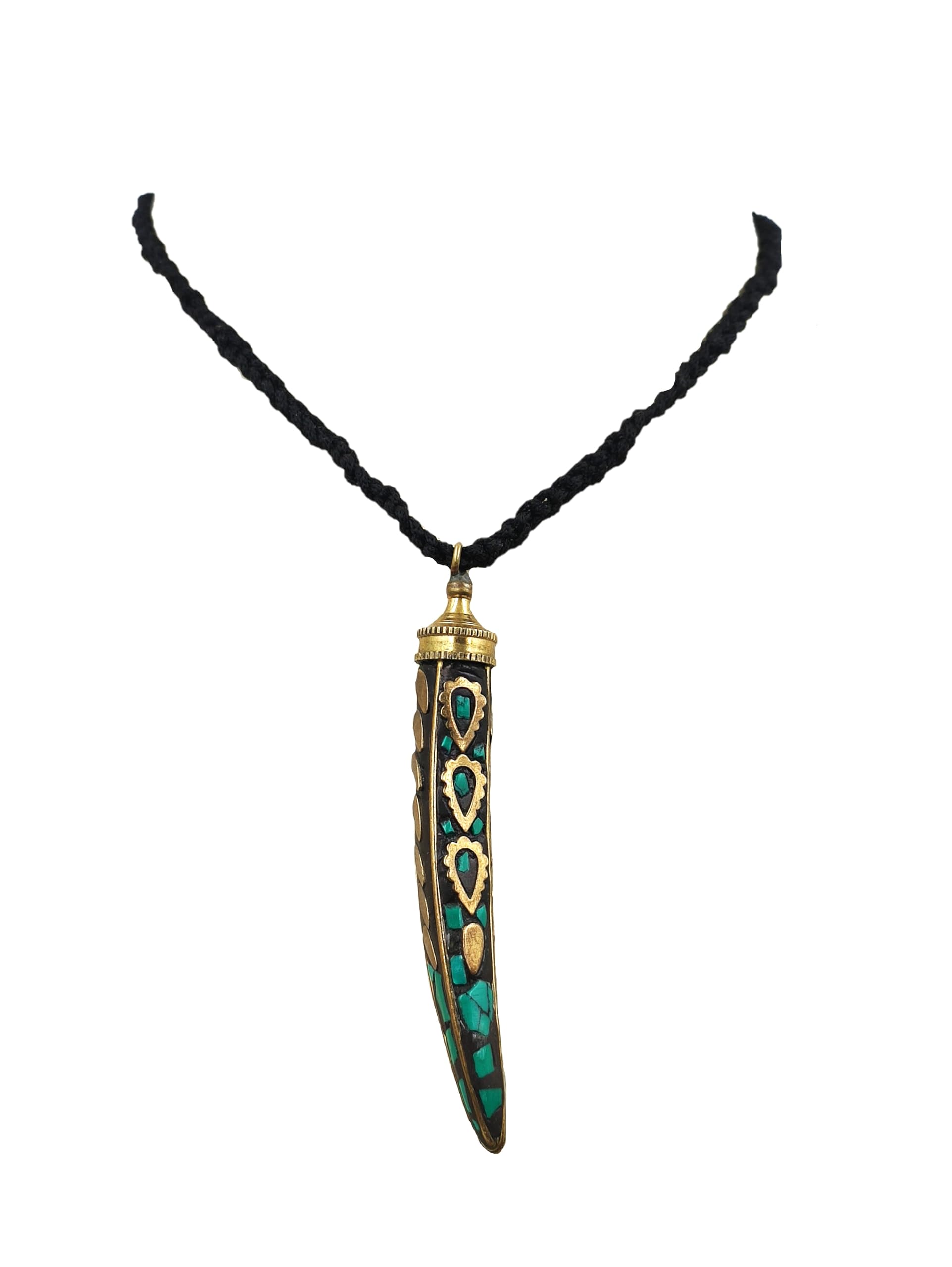 Turquoise Tusk shape Nepal Tibetan Necklace Pendant Gemstone Pendent Handcrafted Vintage jewelry Nepal Pendant Traditional Jewelry Gift For Her-image-34