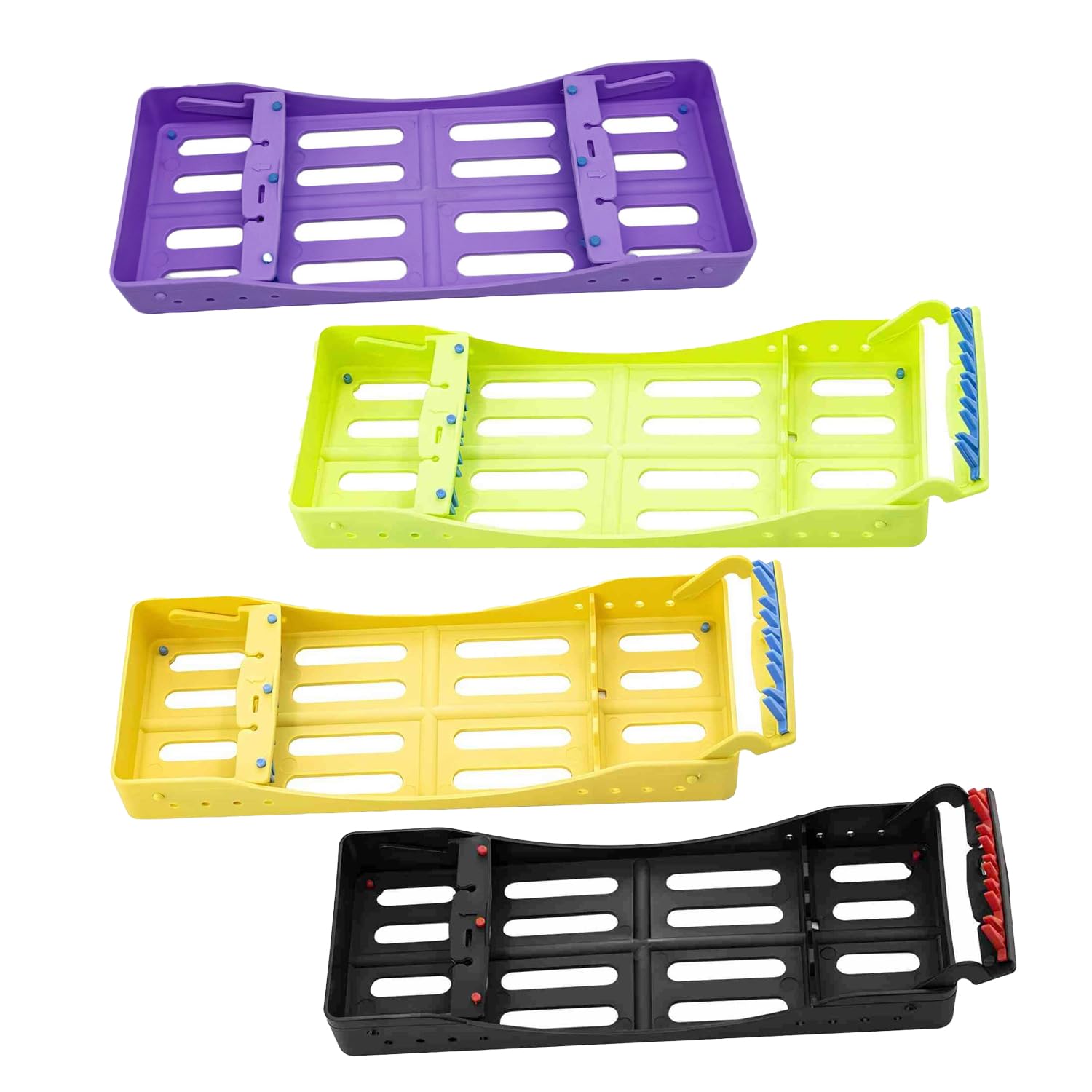 4PCS Dental Instrument Cassette Rack for 5 Instruments, Dental Instruments Box Organizer Tray (Mix)