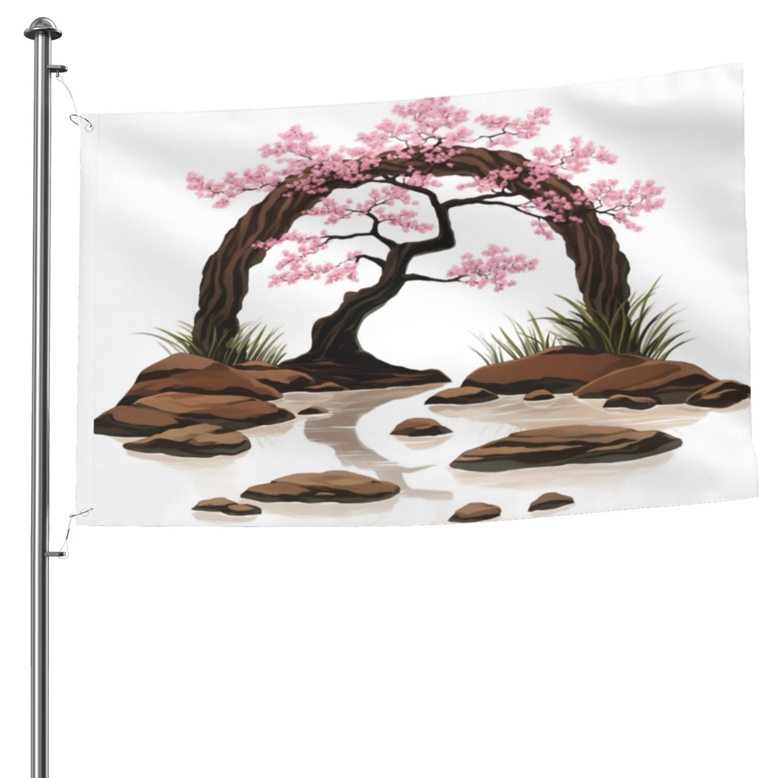Bannière robuste fleurs roses double face drapeau extérieur grand format - 8