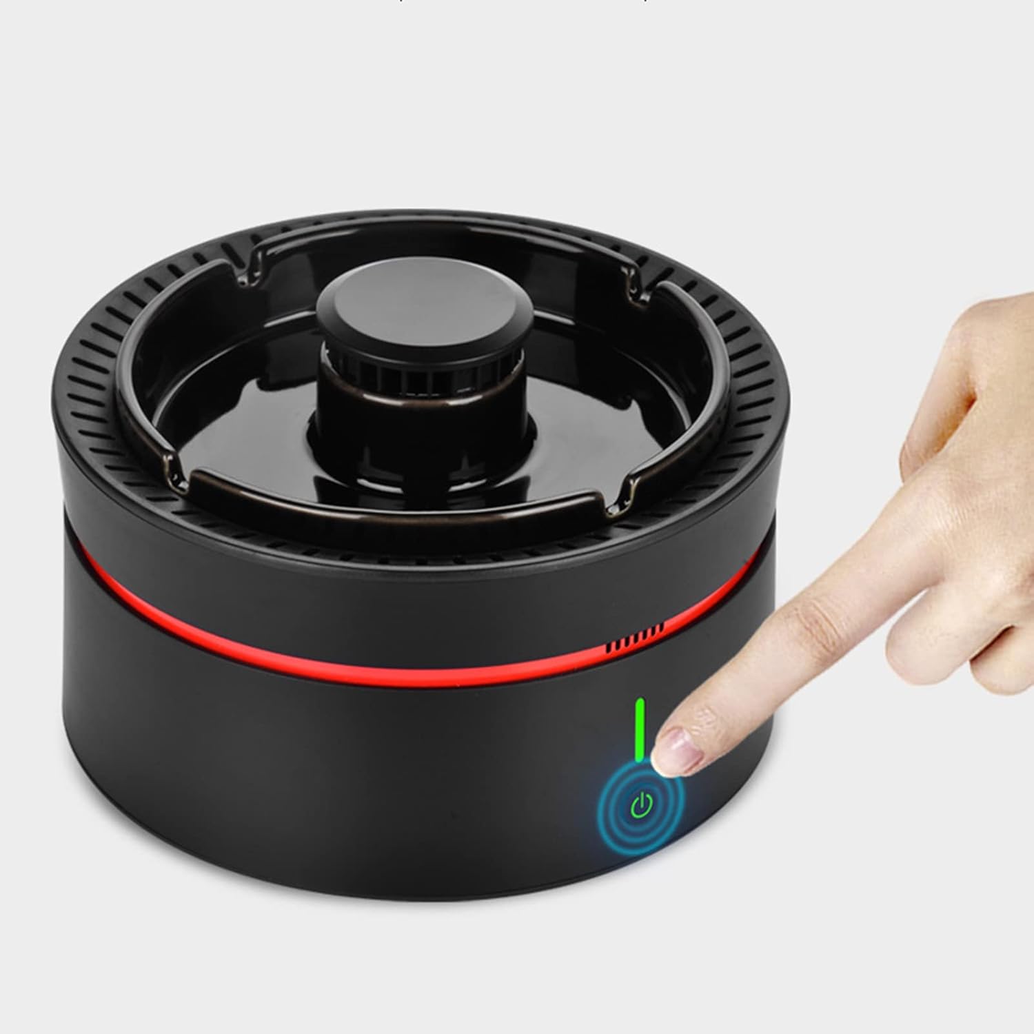 Ashtray with Lid,Ash Tray, Intelligent Smoke Free Ashtray Air Purifier Smoke Eater, Multifunctional USB Rechargeable for Home, Office,Car,A