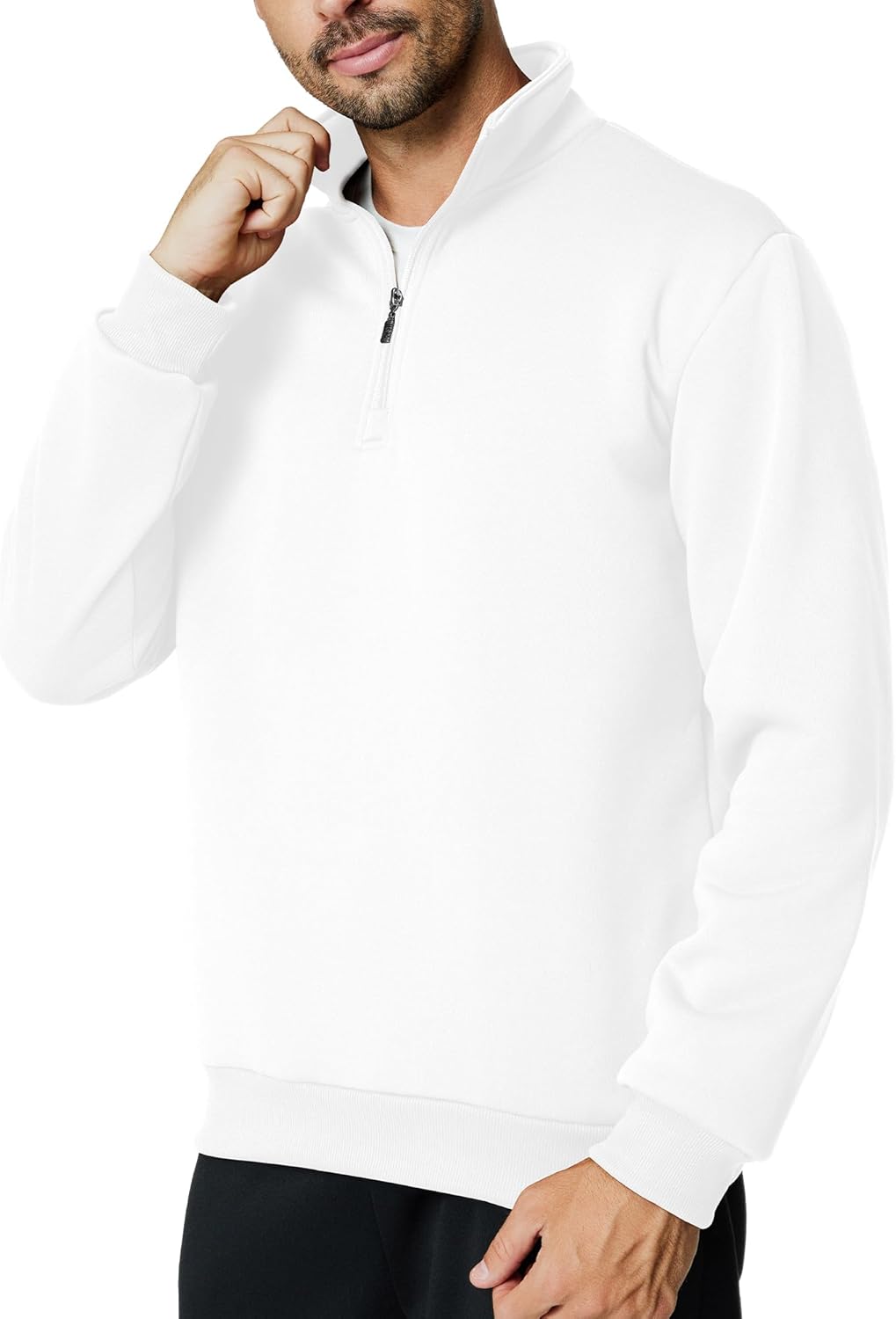 Men's Quarter Zip Up Pullover Long Sleeve Mock Neck Sweatshirt Casual Slim Fit Fleece Sweaters