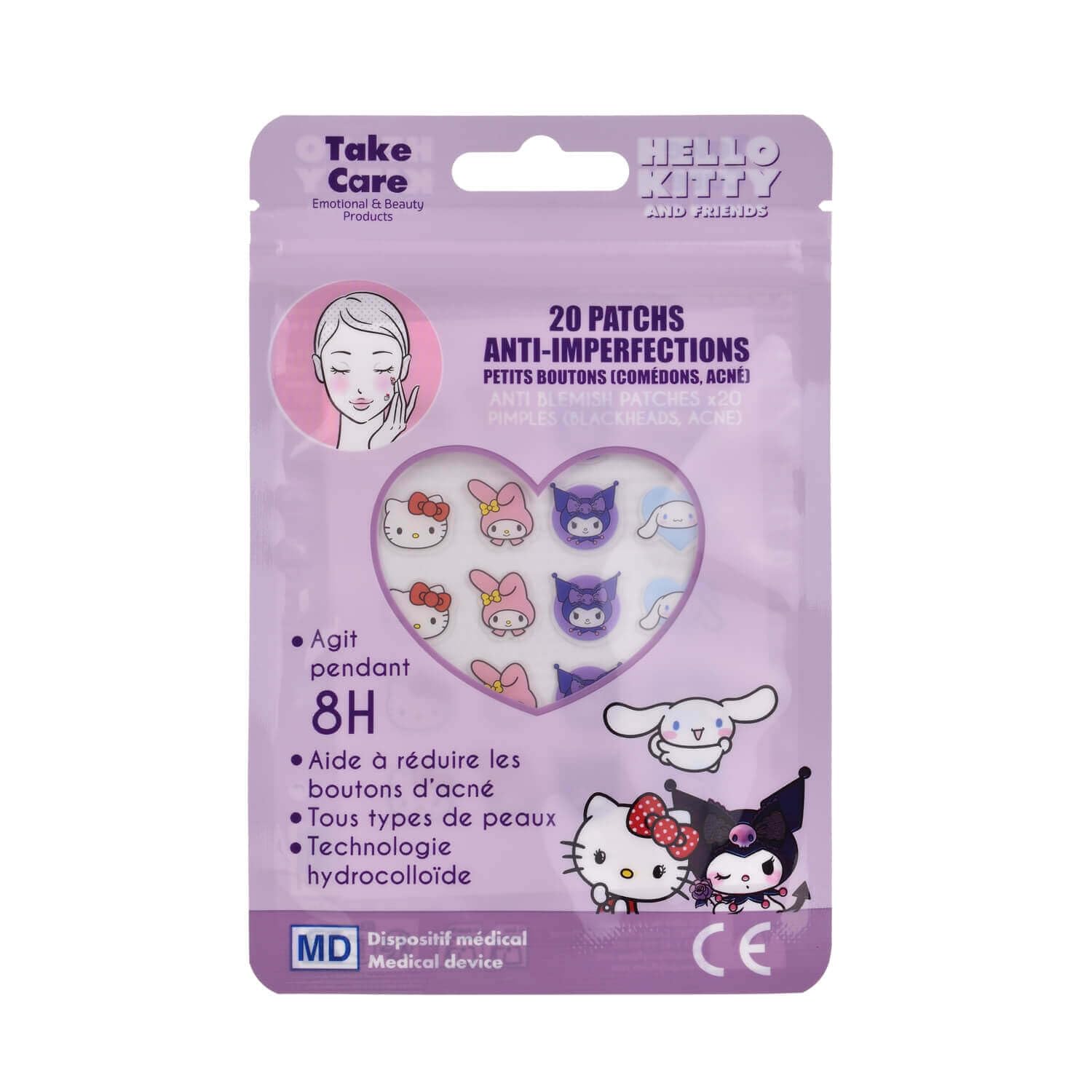 Patch Anti Imperfezioni Hello Kitty Sanrio – 20 Cerotti Idrocolloidi Decorati per Brufoli, Acne e Skincare Divertente (Hello Kitty and Friends)