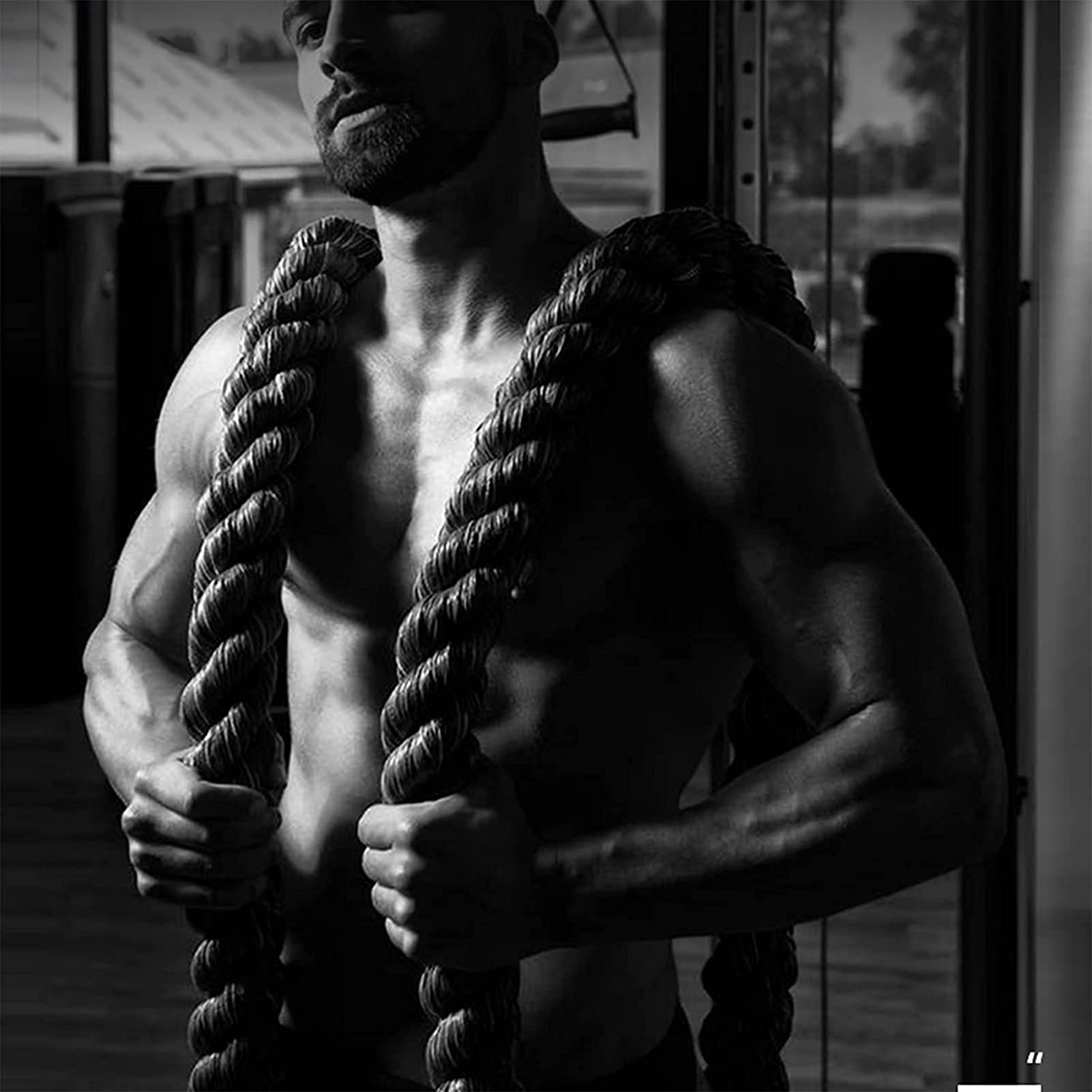 Battle Rope für Stärke, Kraft und Ausdauer, Übungsseil für Ganzkörpertraining, Krafttrainingsgeräte für Bessere Griffkraft, Gewichtetes Gymnastikseil (Size : 15m)