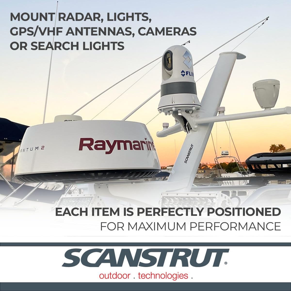 Scanstrut PTM-R1-1 Tapered Radar Mast for Lights, Cameras, GPS/VHF Antenna, and Raymarine, Garmin, Navico BR24/3G/4G Radomes