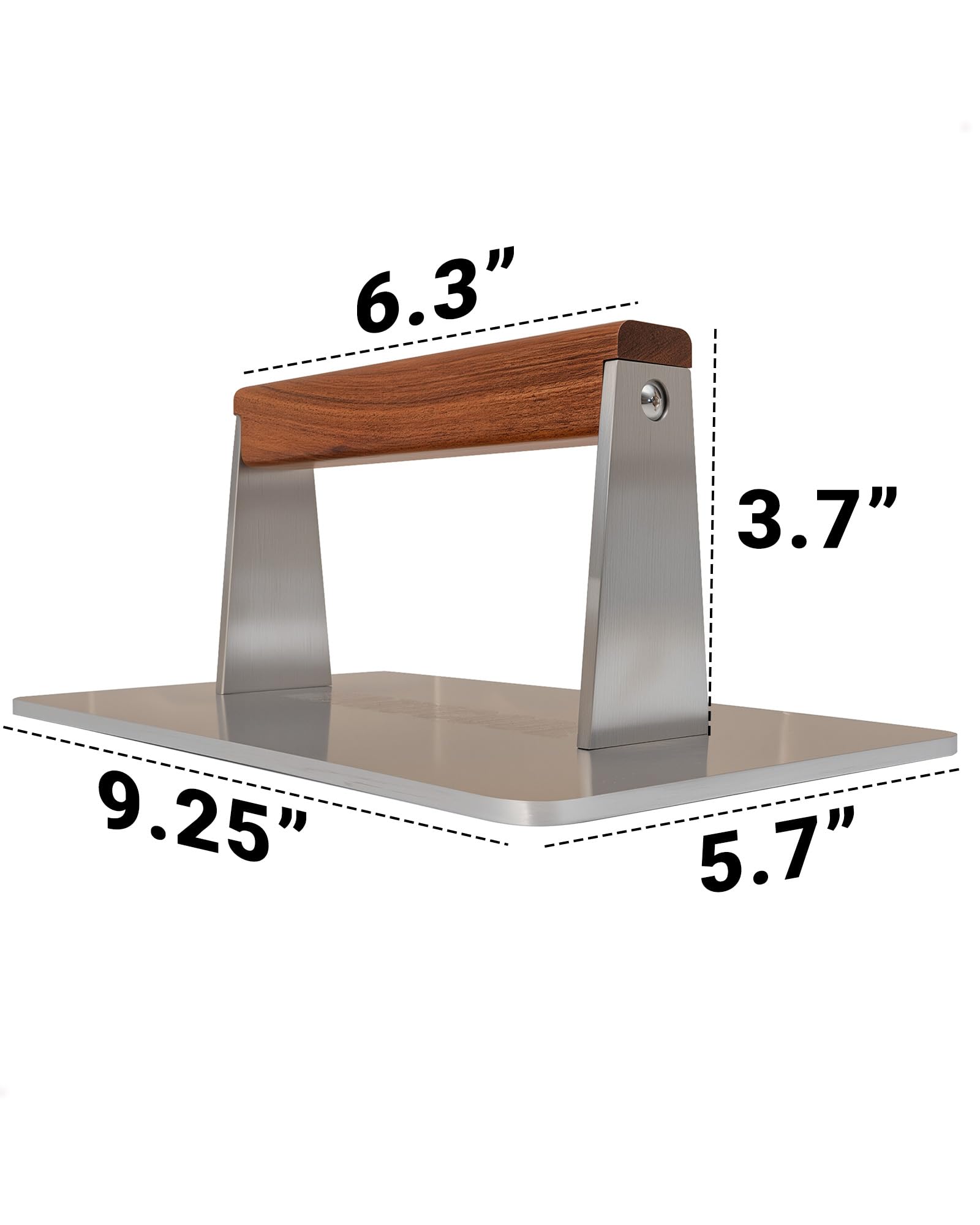 Stainless Steel Bacon Press - 3.2 LB Heavy Cooking Weight, Ideal for Flat Top Grill - Griddle Accessories for Searing Smash Burger, Steak, Sandwich - 9.25 x 5.7 Inches, Flat Bottom, Rectangle