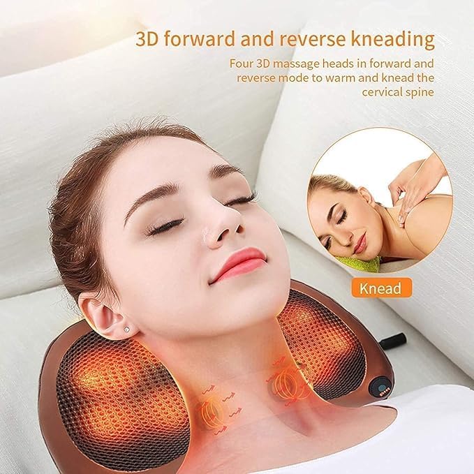 FunFrost Electronic Neck Cushion Full Body Massager Pillow with Heat for pain relief Massage Machine for Neck Back Shoulder Pillow Massager - Swiss Relaxation therapy (Brown) FunFrost Electronic Neck Cushion Full Body Massager Pillow with Heat for pain relief Massage Machine for Neck Back Shoulder Pillow Massager - Swiss Relaxation therapy (Brown)