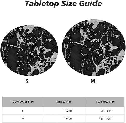 Miniatura 3 de Mantel con textura de mármol negro con borde elástico, mantel redondo, lavable, reutilizable, para cocina, comedor, fiesta, picnic, mediano