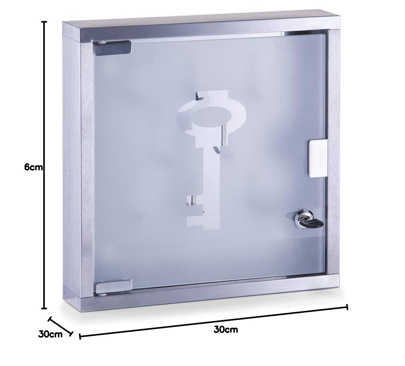 Zeller 13890 Appendichiavi in vetro e acciaio INOX, 30 x 6 x 30 cm