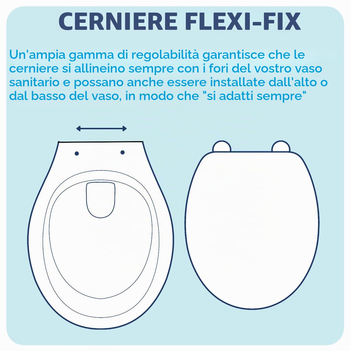 Croydex Levico Flexi-Fix - Sedile WC a forma di D, chiusura rallentata, pulsante di sgancio rapido per una facile pulizia, cerniere regolabili con fissaggi superiore e inferiore inclusi, superficie