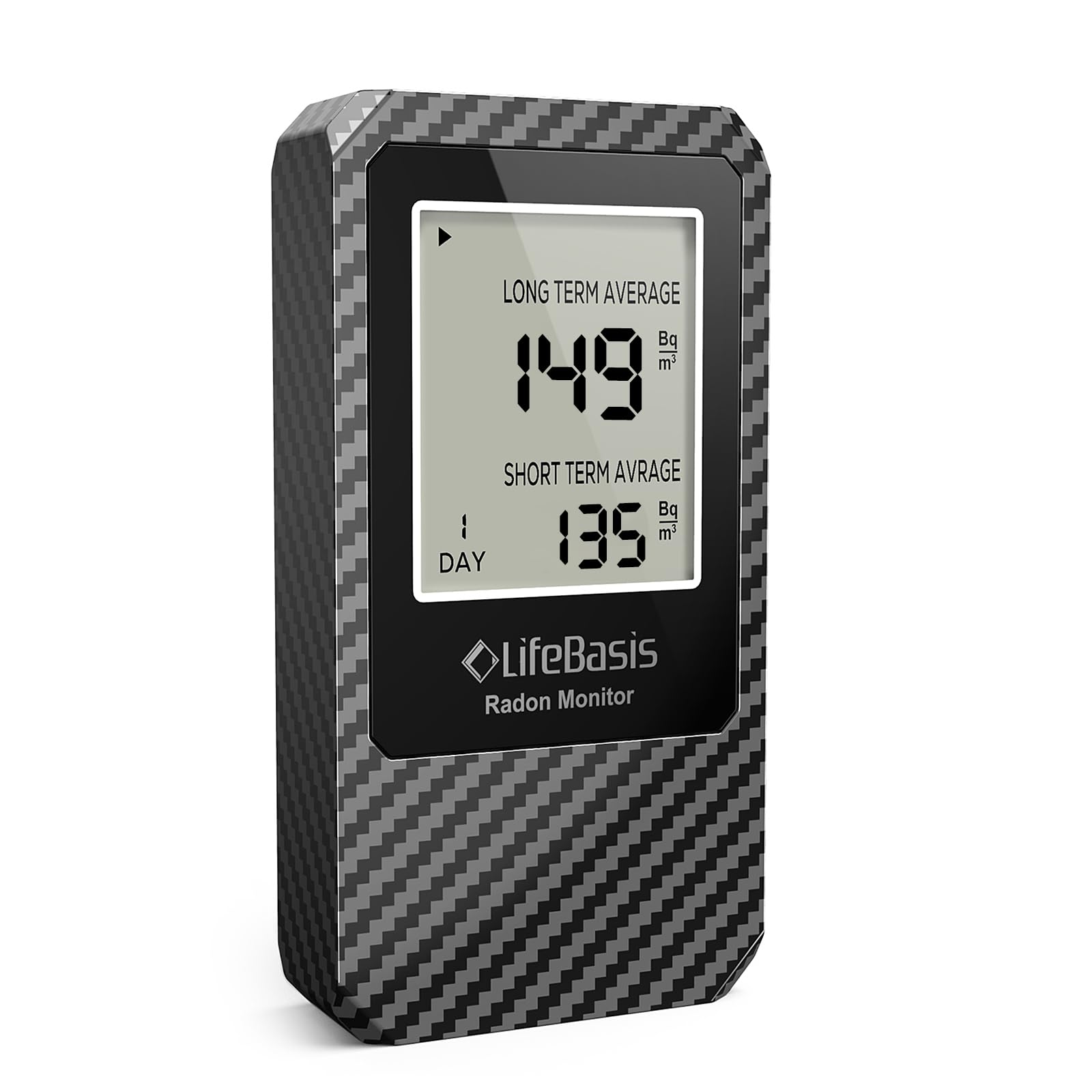 Life Basis Radon Detector for Home Radon Tester Portable with Large Screen Long and Short Term Radon Monitoring Battery Operated, Canadian Version in Bq/m - Dark Grey