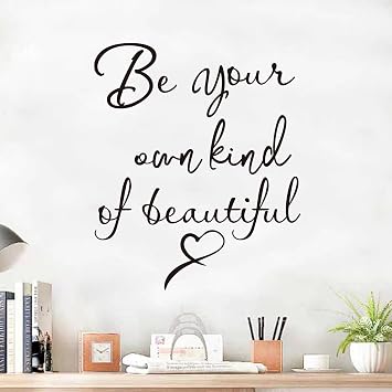 Inspirational Quotes Bedroom Wall Stickers Women Beautiful Home Positive Vinyl Art Wall Decals - Living Room Bathroom Kitchen Family Wall Decor - Be Your Own Kind of Beatiful 15" X 18"