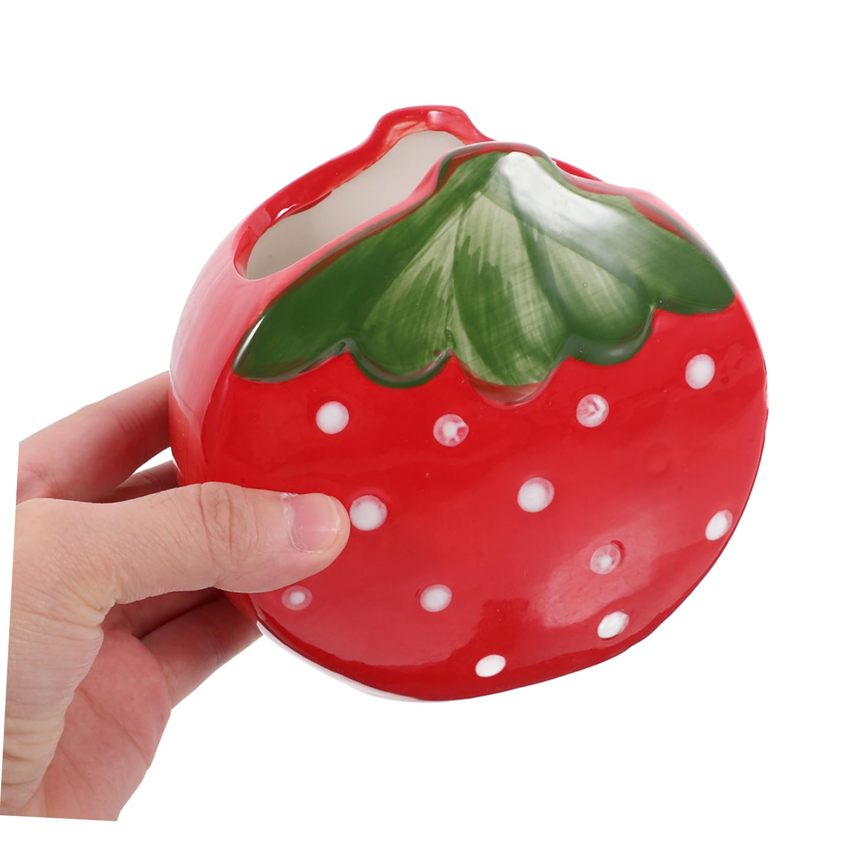 Uonlytech 3 Pezzi portapenne alla fragola Porta a matita da scrivania porta penna in stile semplice Porta di penna alla moda portapenne da ufficio per scrivania ceramica rosso
