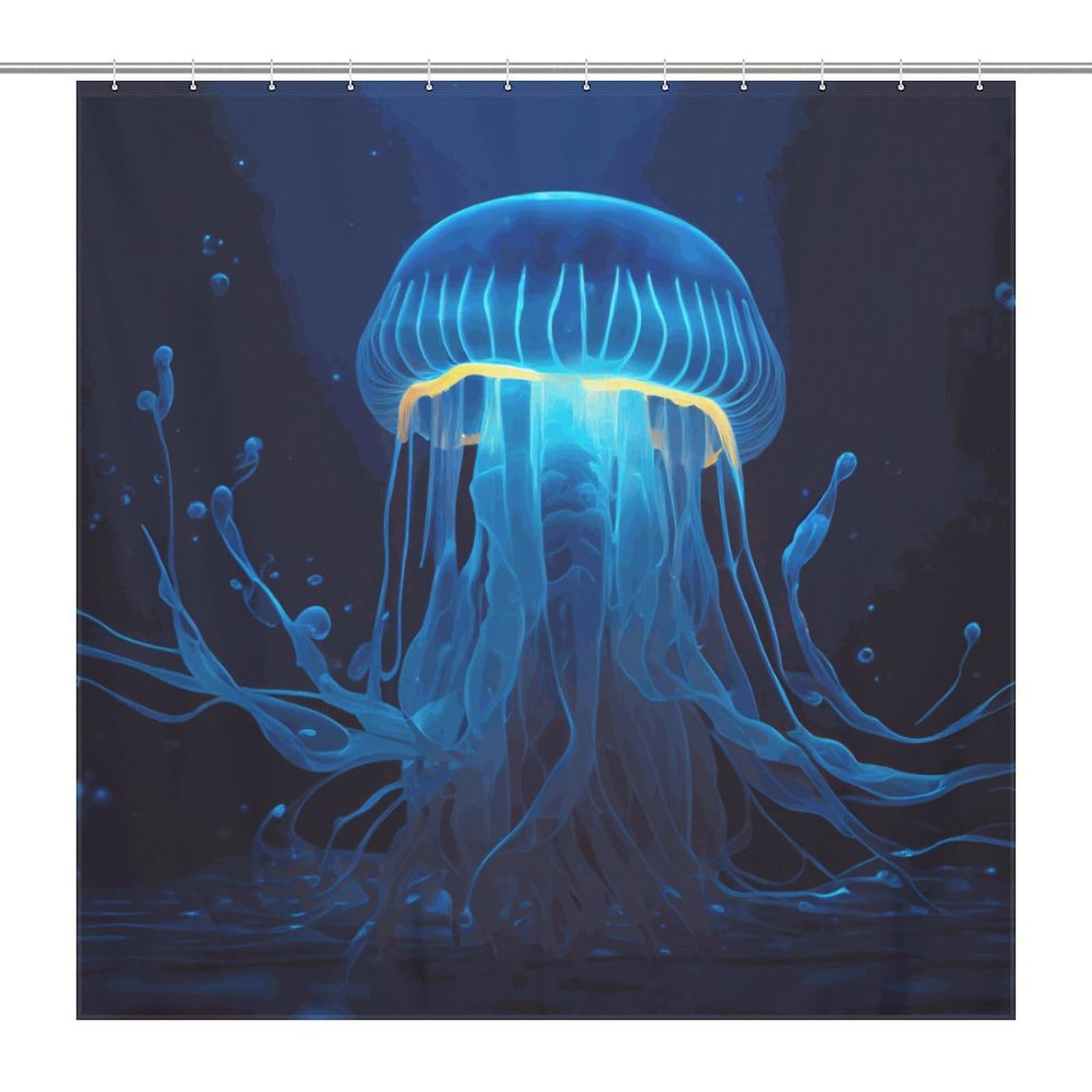 Rideau de douche imperméable bleu marine en tissu anti-moisissure 183x183 avec motifs de méduses